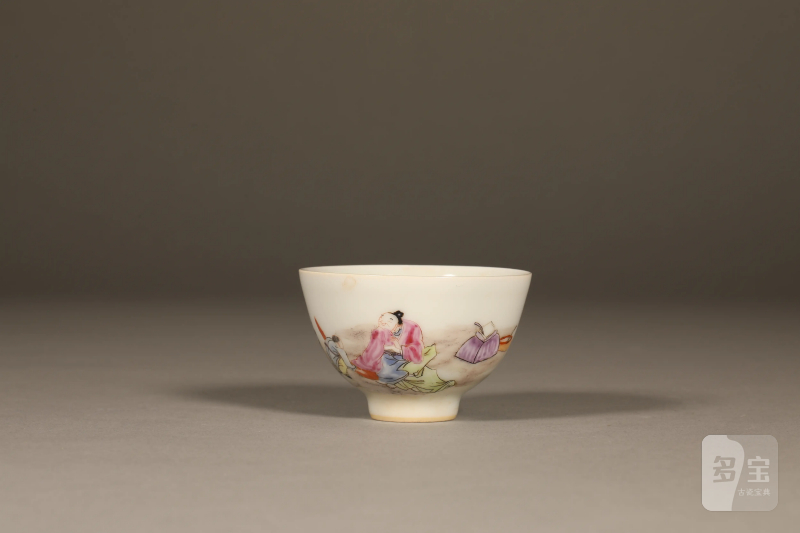 清雍正 粉彩人物茶圆 - 图2